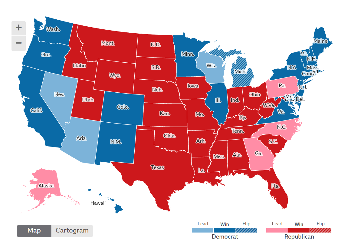 Карта выборов в США