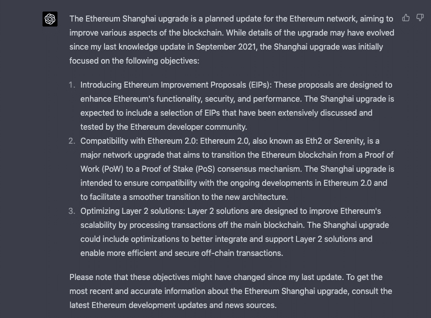Ответ GPT-4 на обновление Ethereum Shanghai