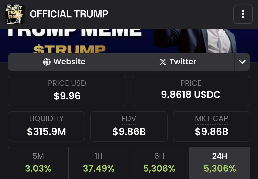 Официальный мем Трампа coin Дексскринер